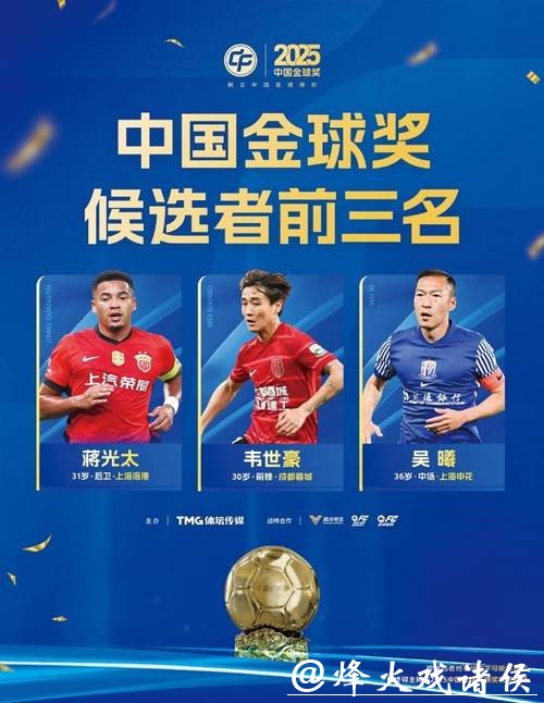 2025中国金球奖各奖项前三名揭晓 U23国足两大新星入围